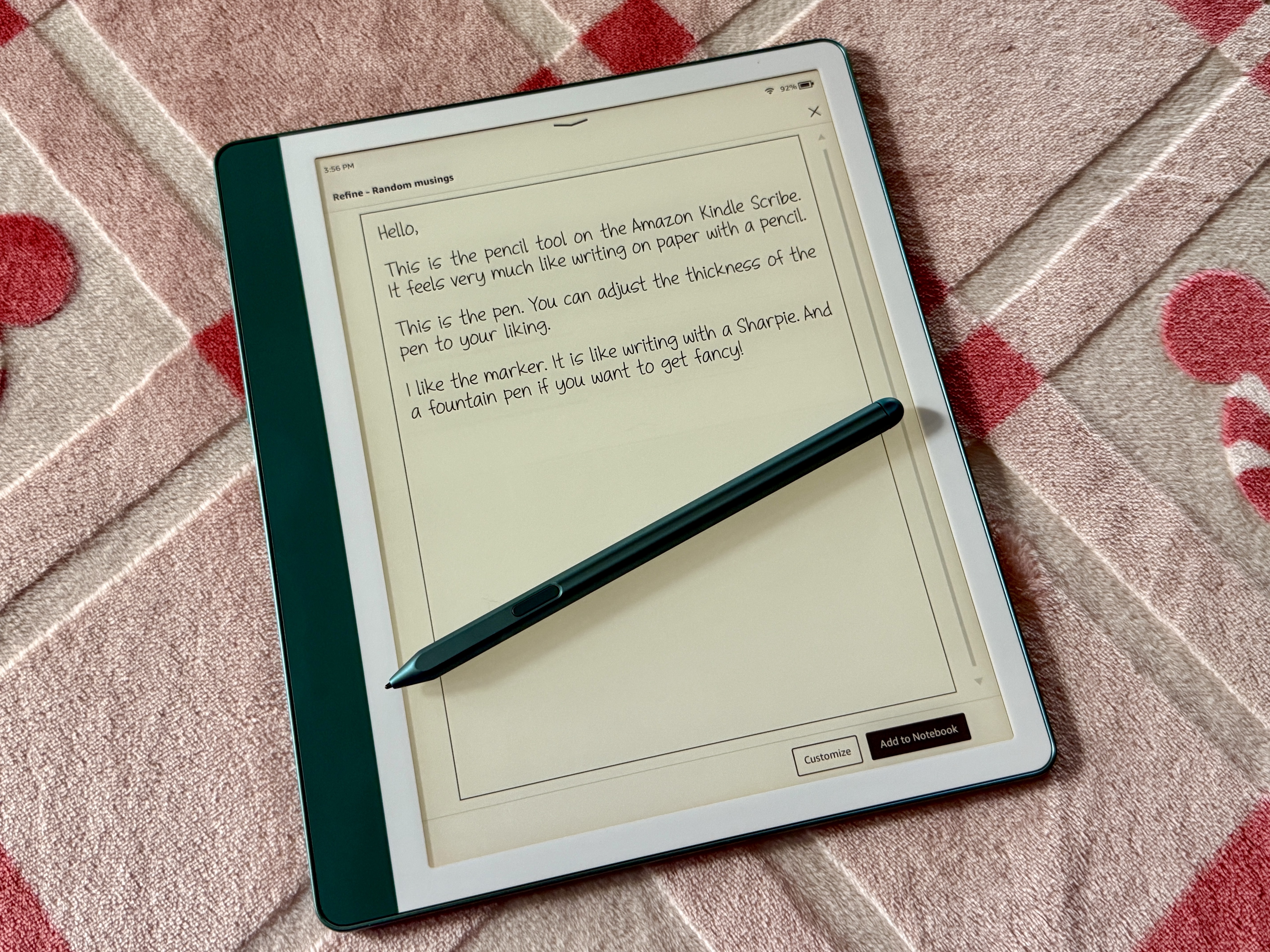 Notas refinadas em um Kindle Scribe.