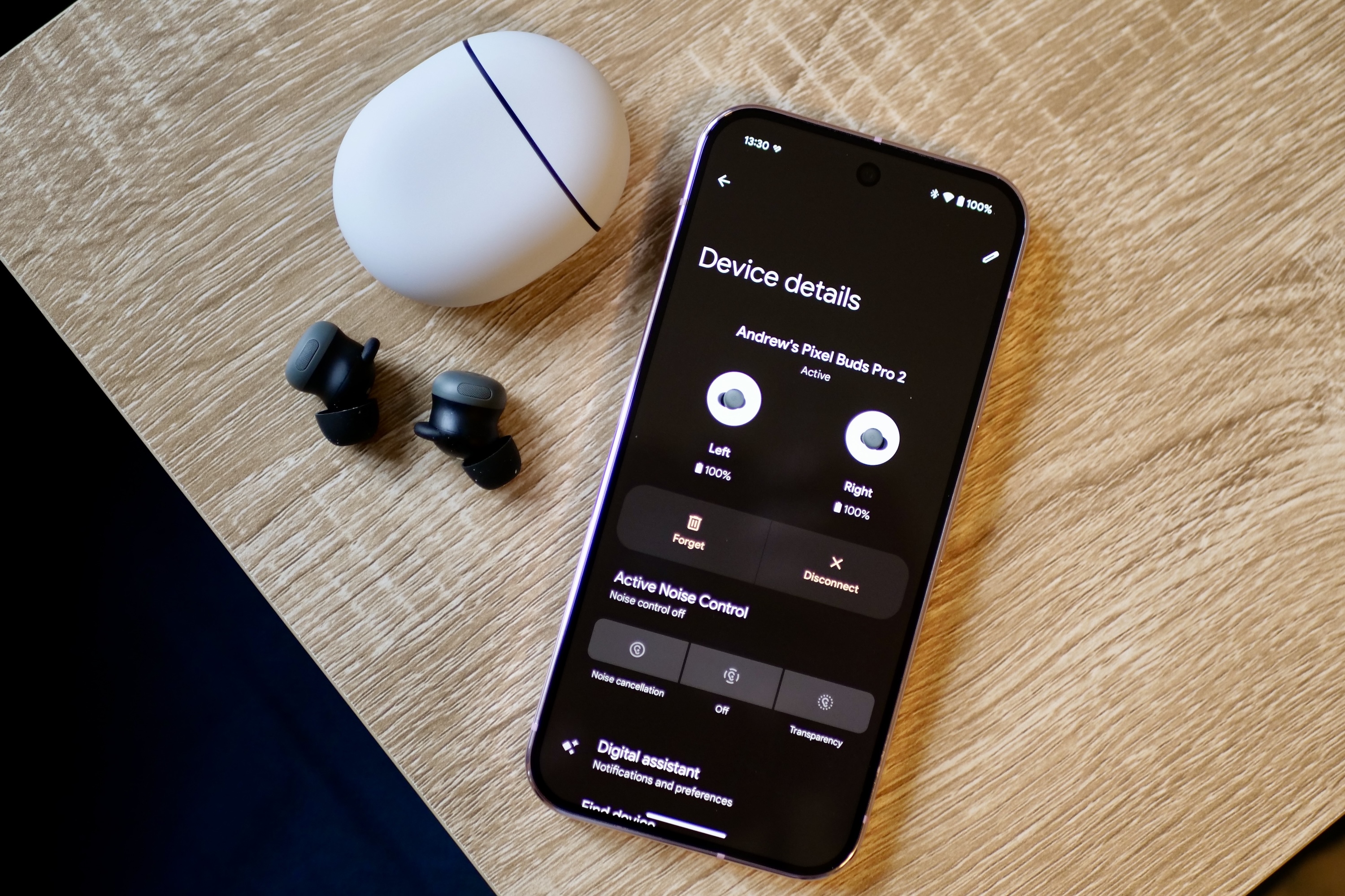 Das Google Pixel 9 Pro und Google Pixel Buds Pro 2.