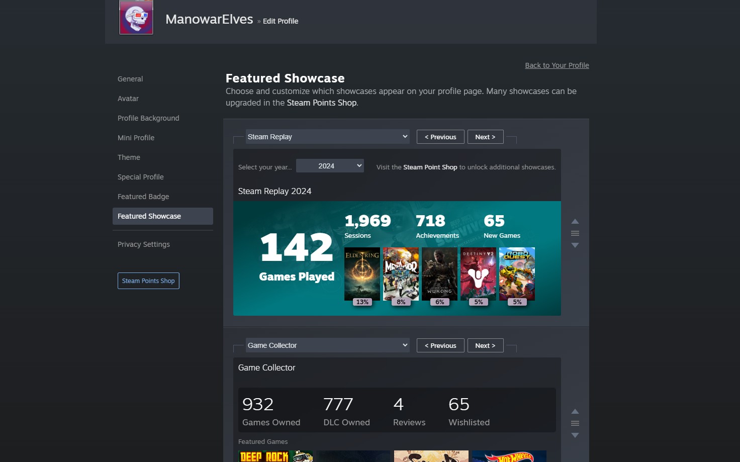 Présenter les paramètres pour Steam Replay 2024.