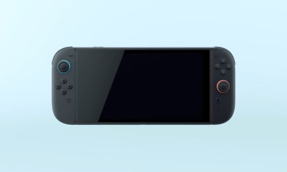 The Switch 2 on a blue background.