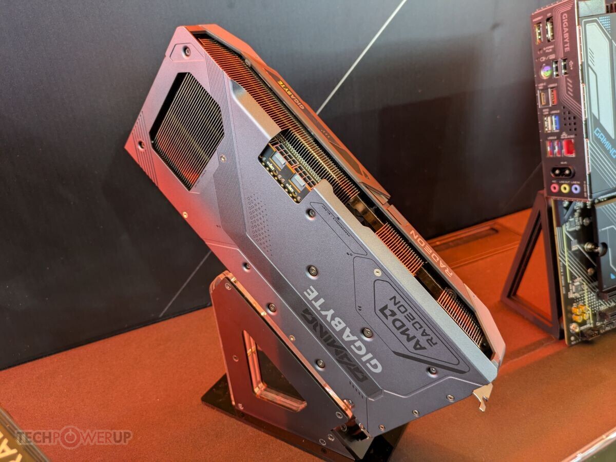 Gigabyte's RX 9000 GPU seen from the back.