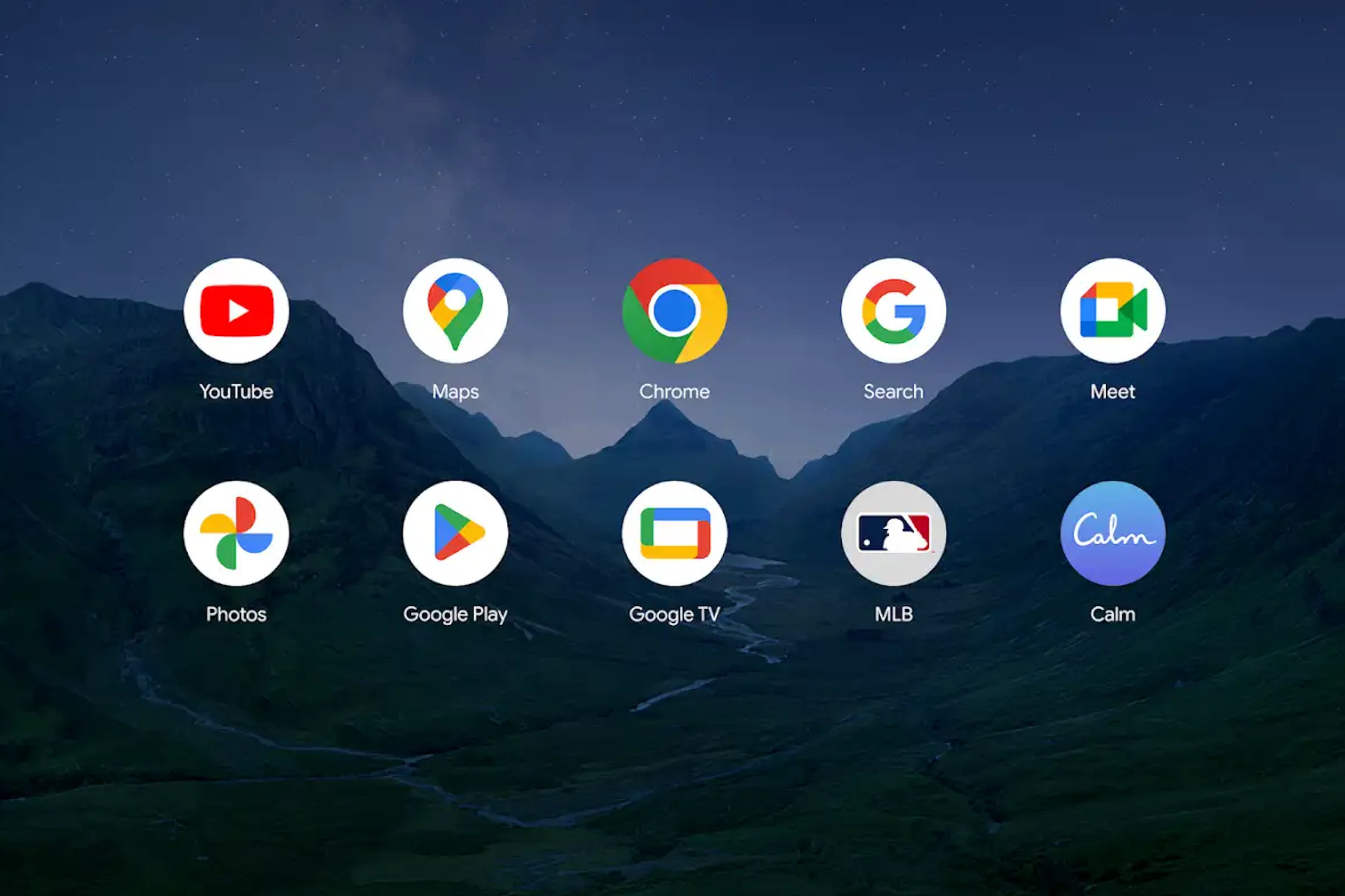 La pantalla de inicio de Android XR muestra las aplicaciones de Google y Android.