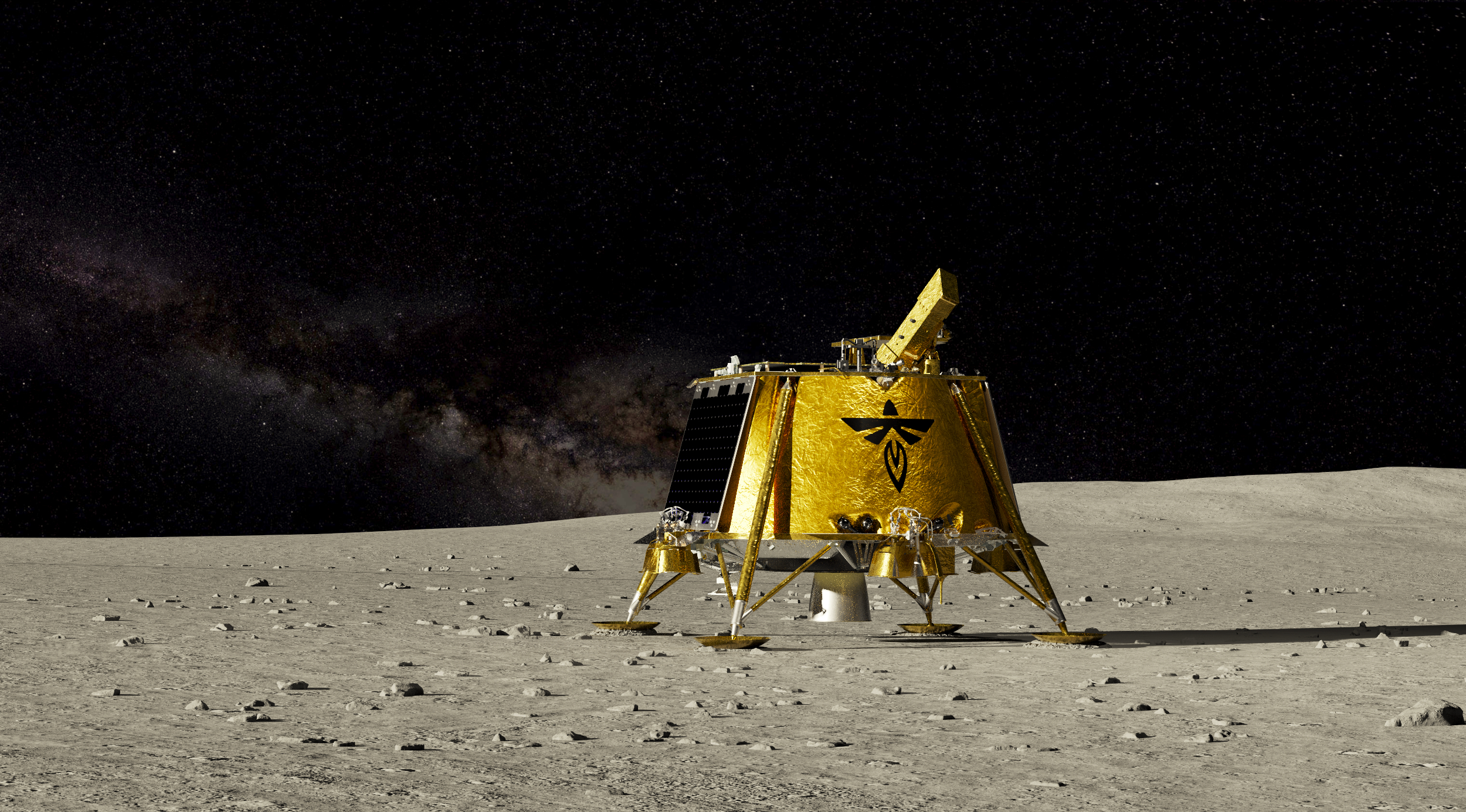 Rendering of the Blue Ghost on the moon's surface.