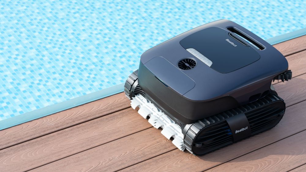 The Beatbot AquaSense 2 Ultra near a pool.