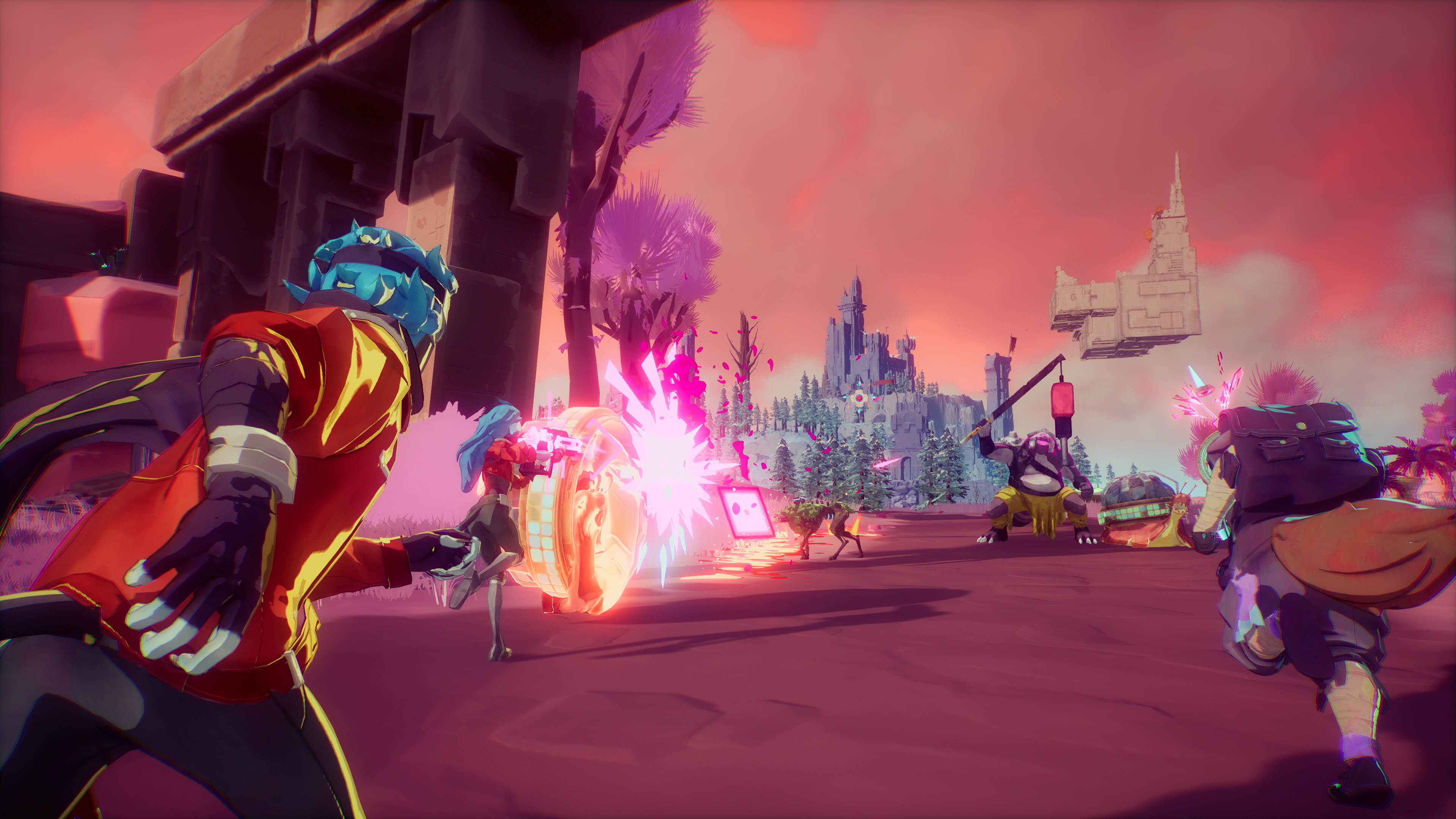 Players fight enemies in Hyper Light Breaker.