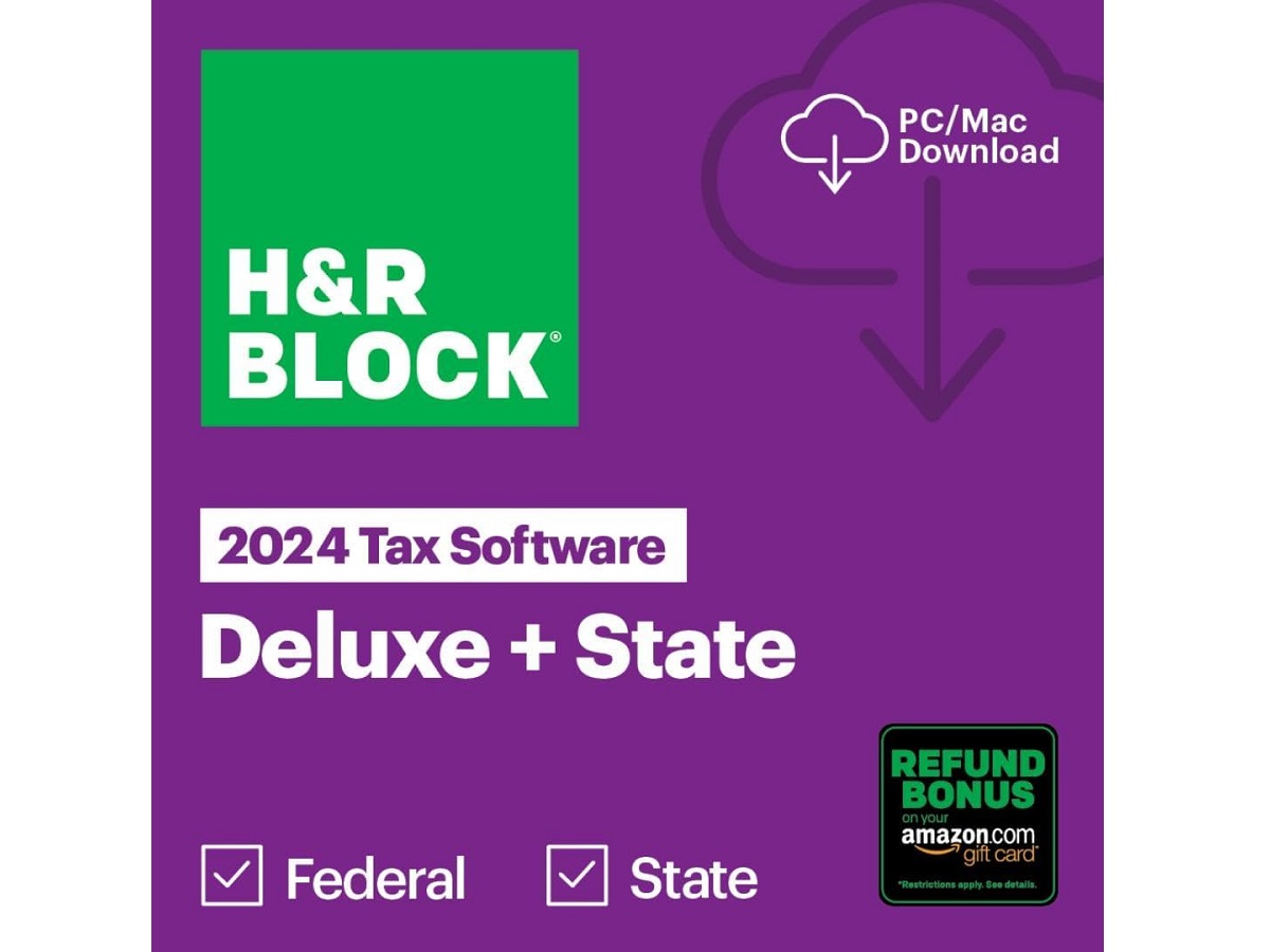 The cover image of H&R Block Deluxe + State Tax Software 2024.