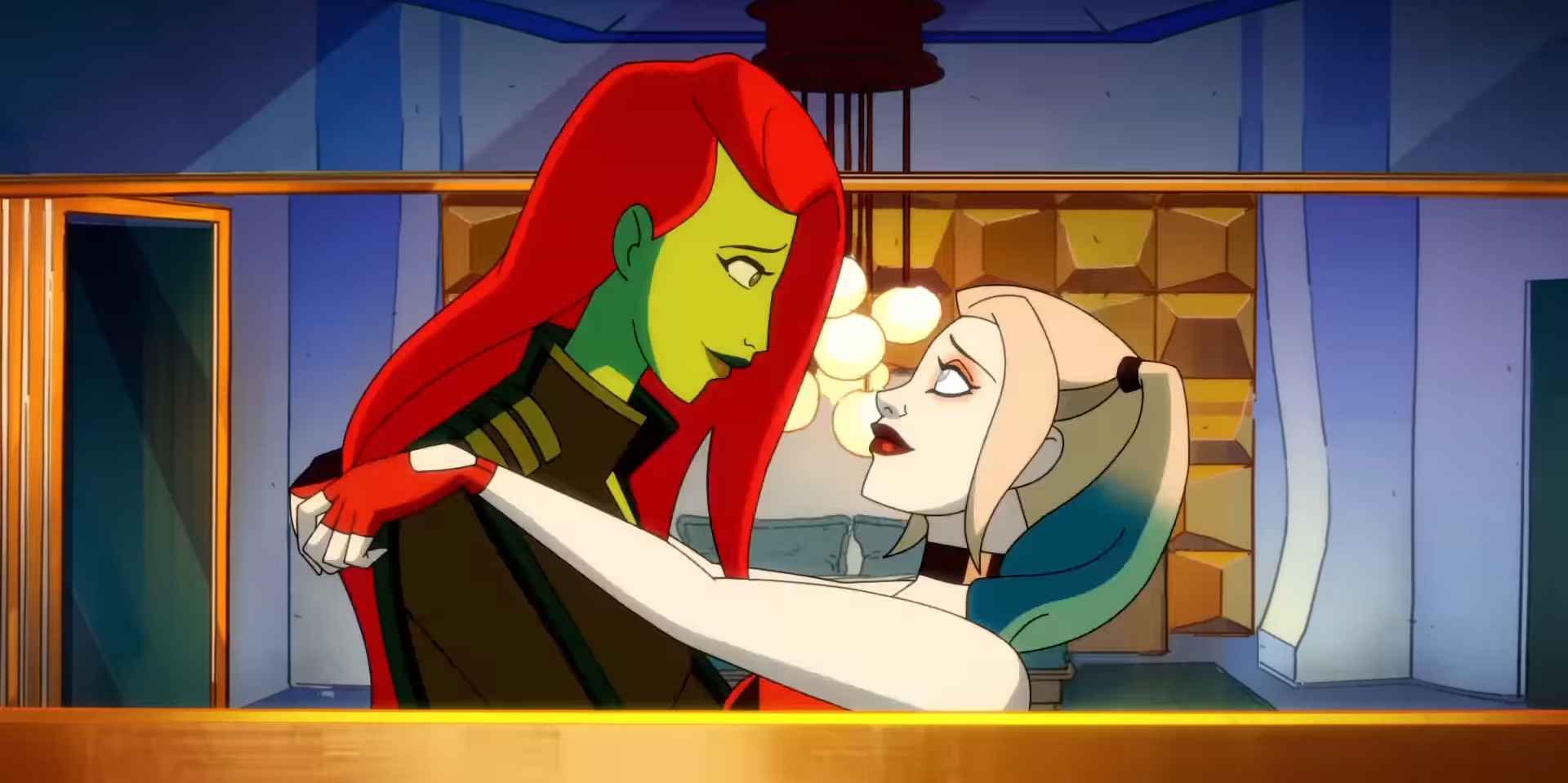 Poison Ivy and Harley Quinn holding each other in season 5 of "Harley Quinn."