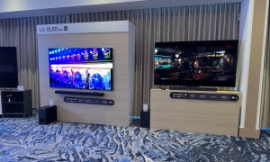 The LG G5 and C5 OLED TVs in LG's CES 2025 suite.