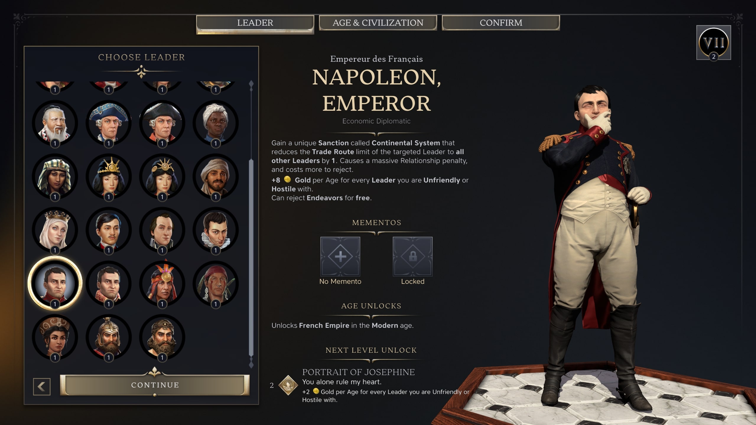 Un leader dans Civilization 7.