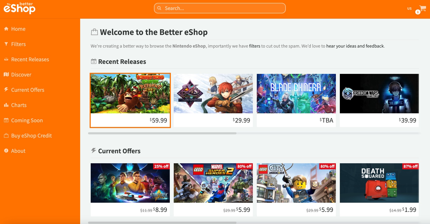 A screenshot of Better eShop.