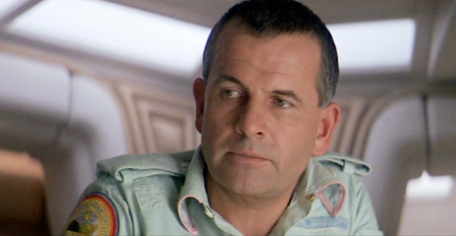 Ian Holm's Ash looks ahead in Alien.