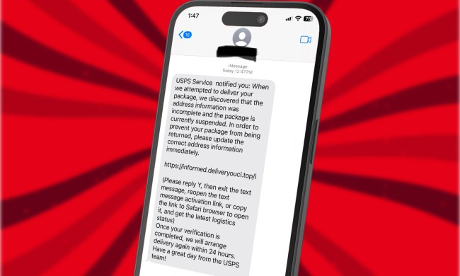 A phishing text in the iMessage.