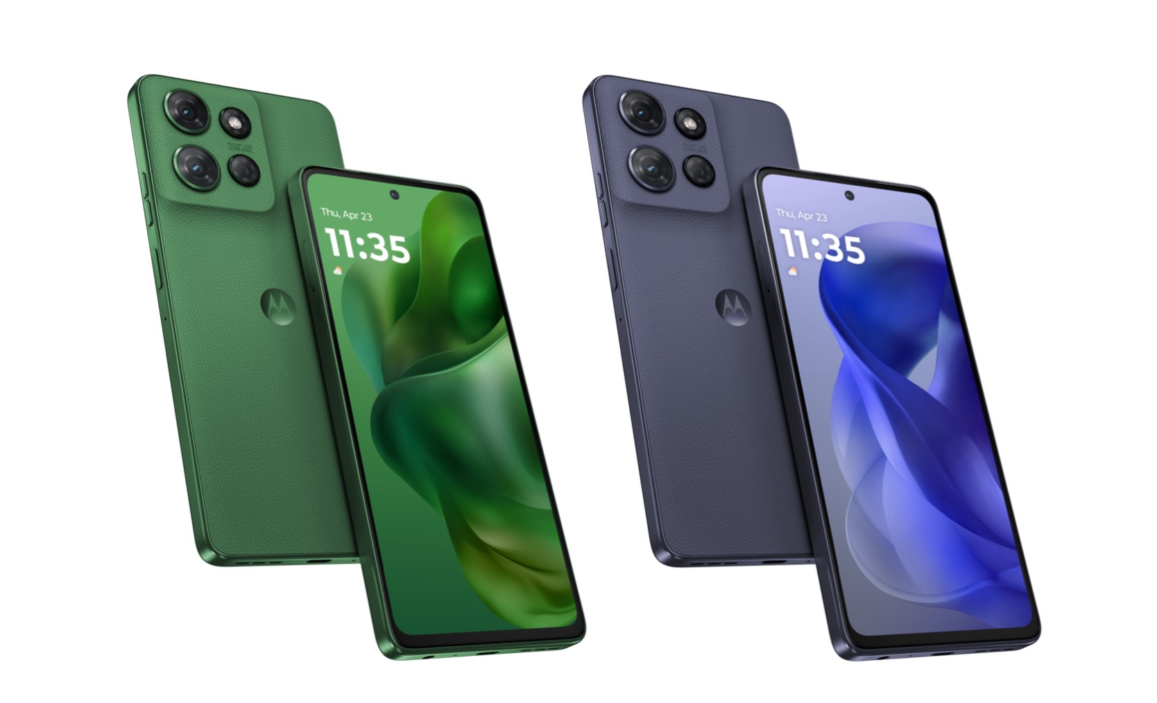 Renders de productos de Moto G Power en Verde Hoja y Pizarra.