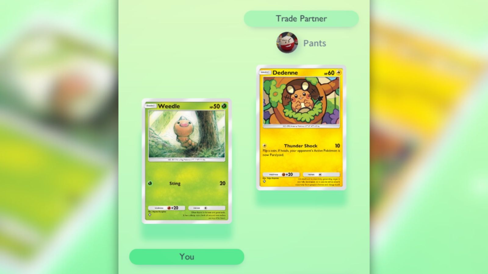 Als Reaktion auf einen Handel mit Pokémon-Sammelkartenspiel-Pocket.