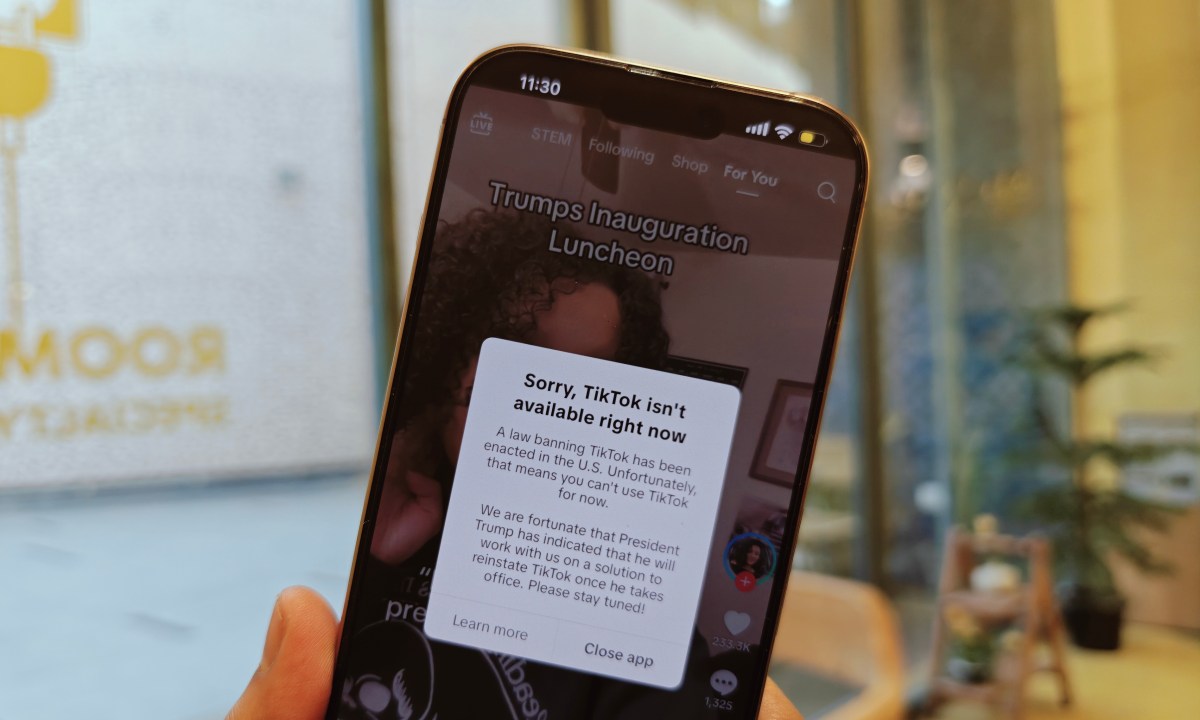 TikTok app shutdown message in the US