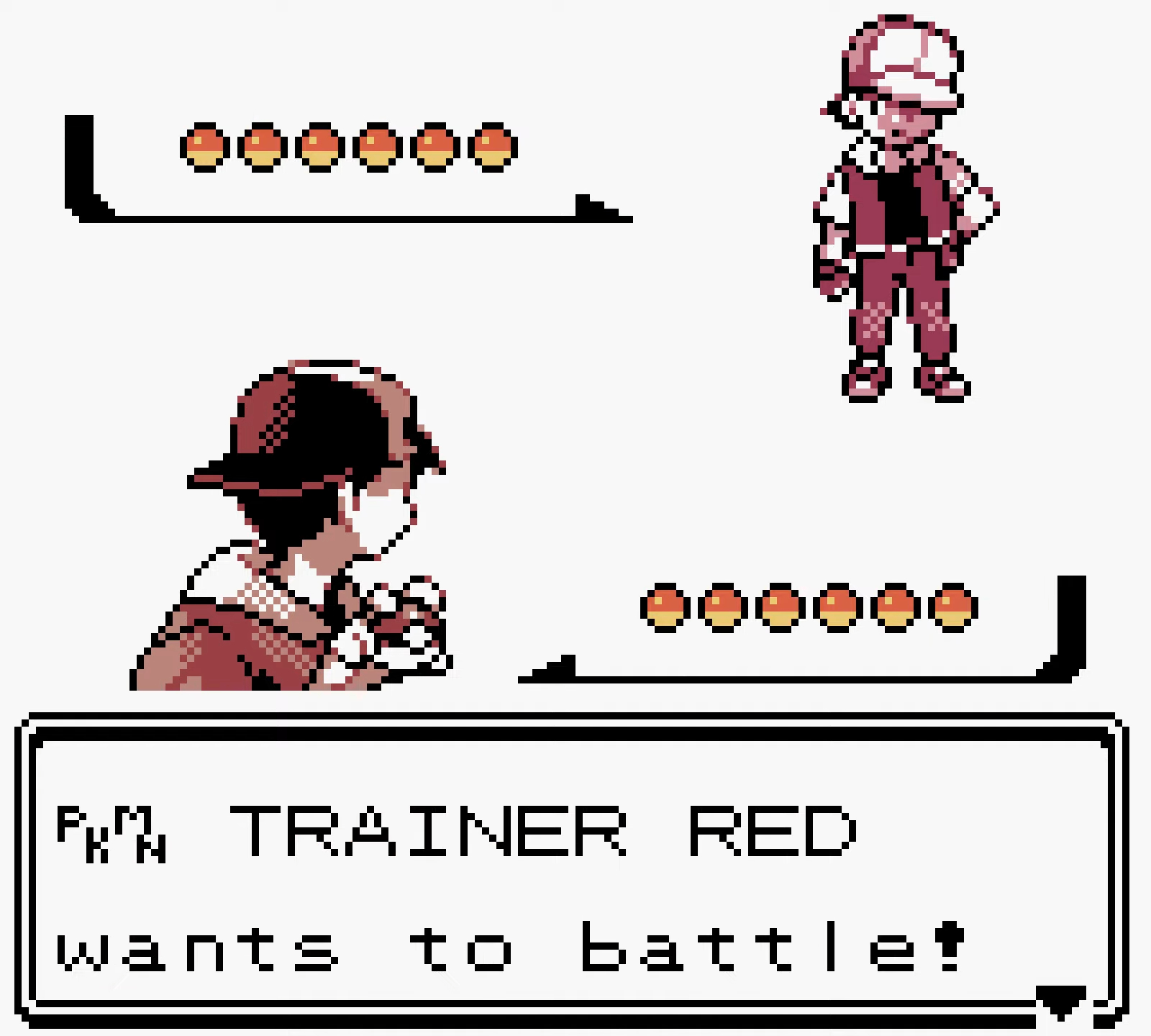 Trainer red starting a battle in Pokémon Gold.