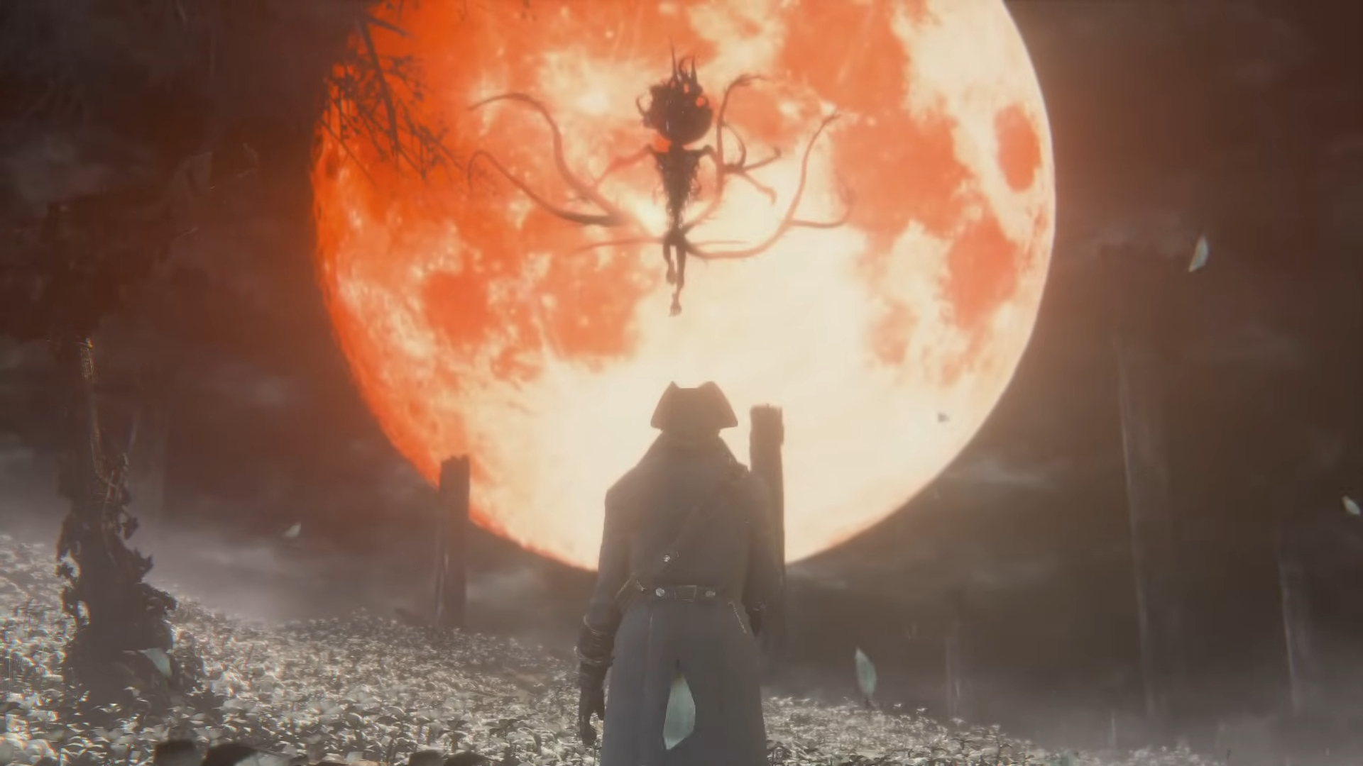 La présence lunaire descendant dans Bloodborne.