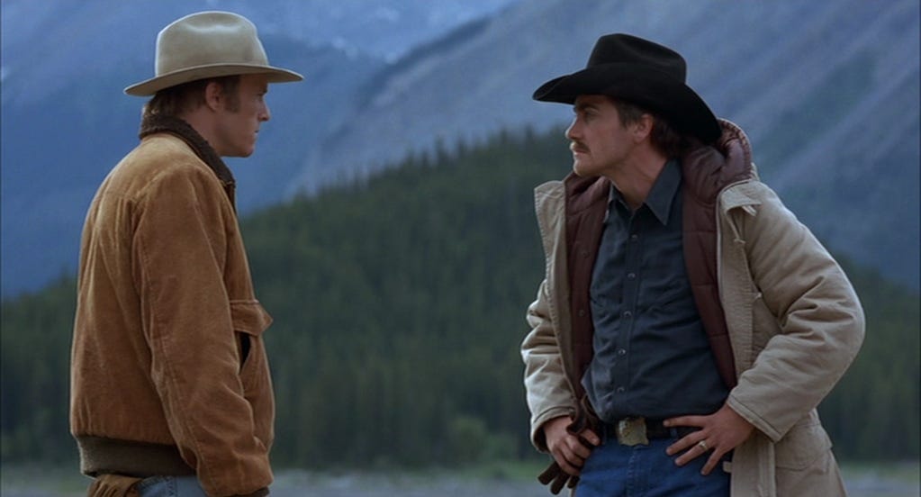 Heath Ledger and Jake Gyllenhaal in Brokeback Mountain.