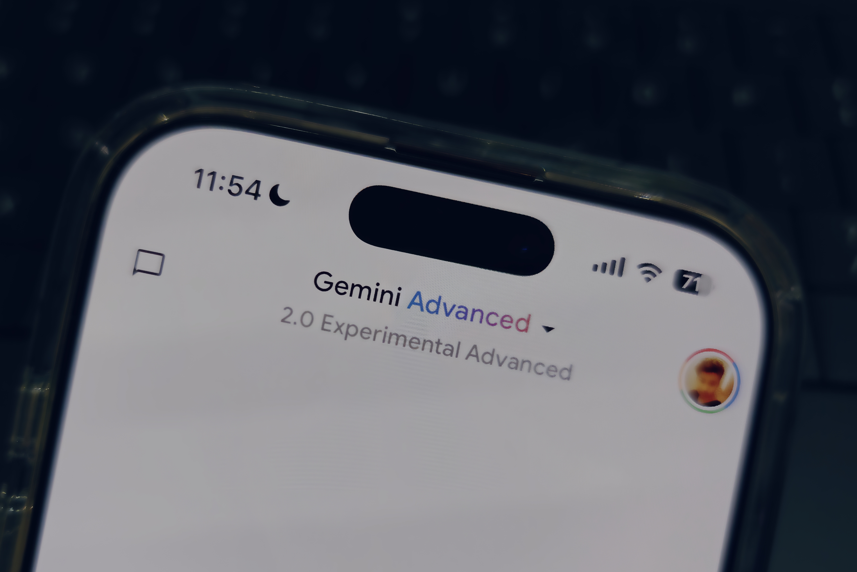 Opción de selección de modelo AI en la aplicación móvil Gemini para iPhone.