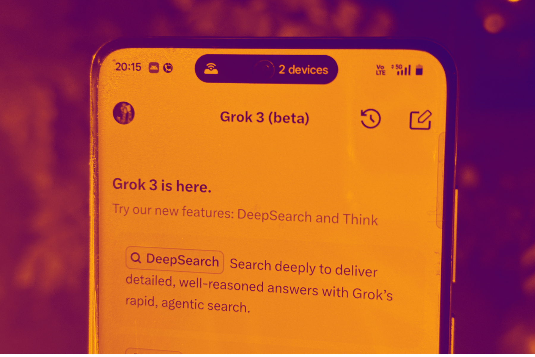 Grok-3 beta dashboard on mobile.