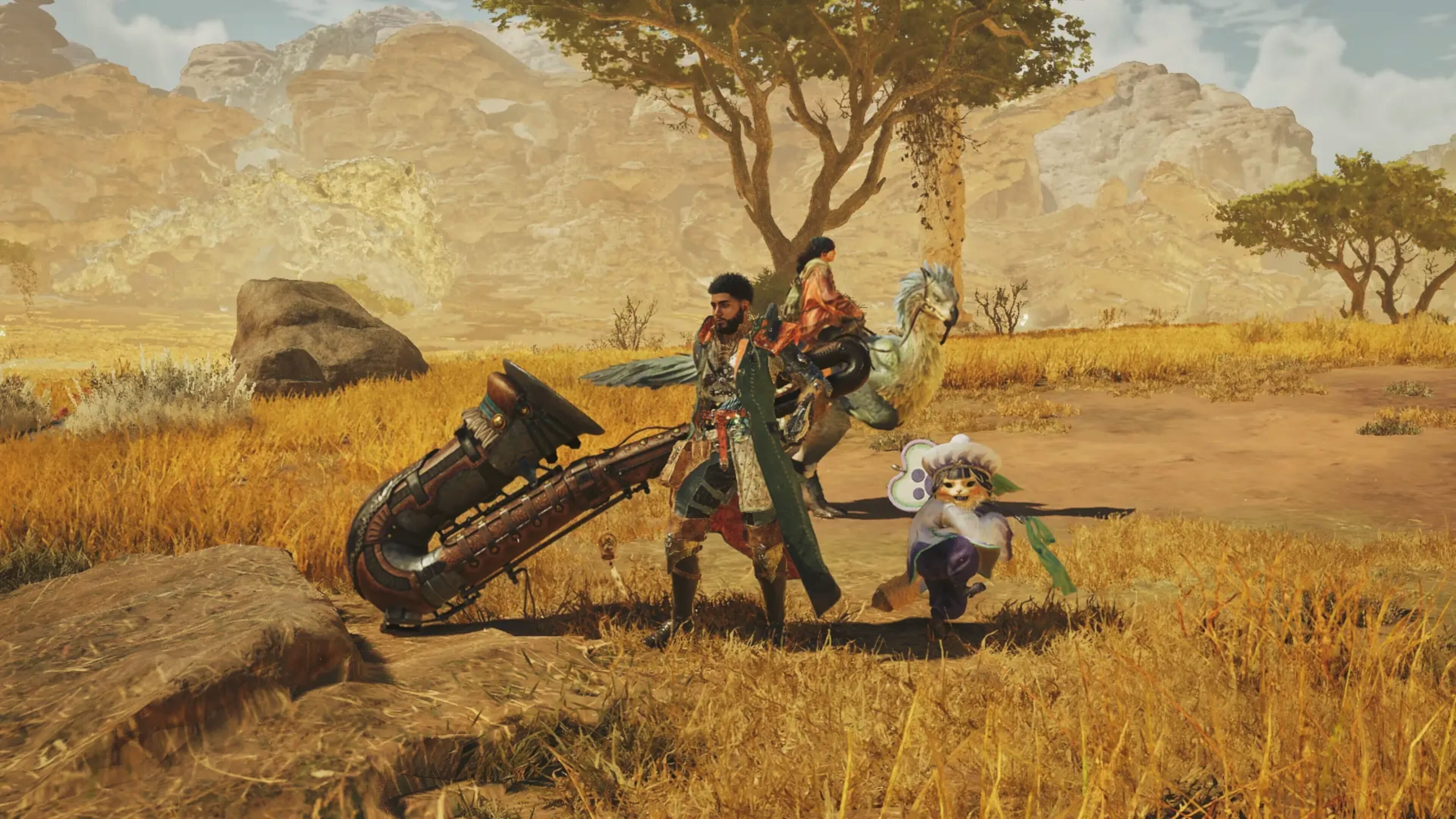 A Monster Hunter Wilds character wielding the Hunting Horn.