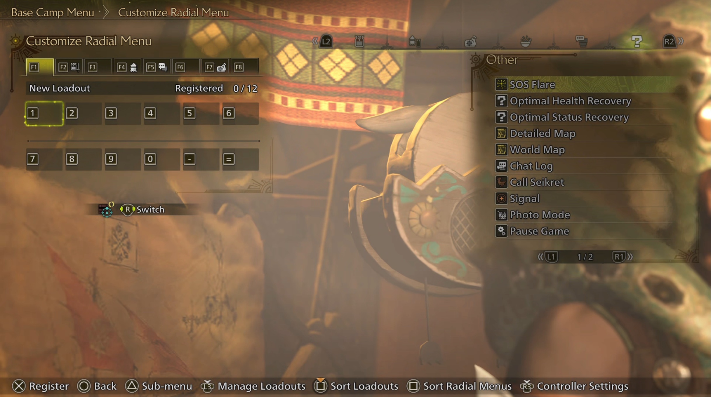 Personnalisation du menu radial Monster Hunter Wilds.