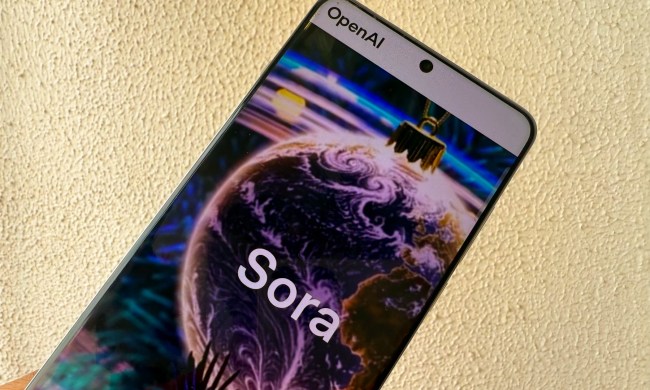 Depiction of OpenAI Sora video generator on a phone.