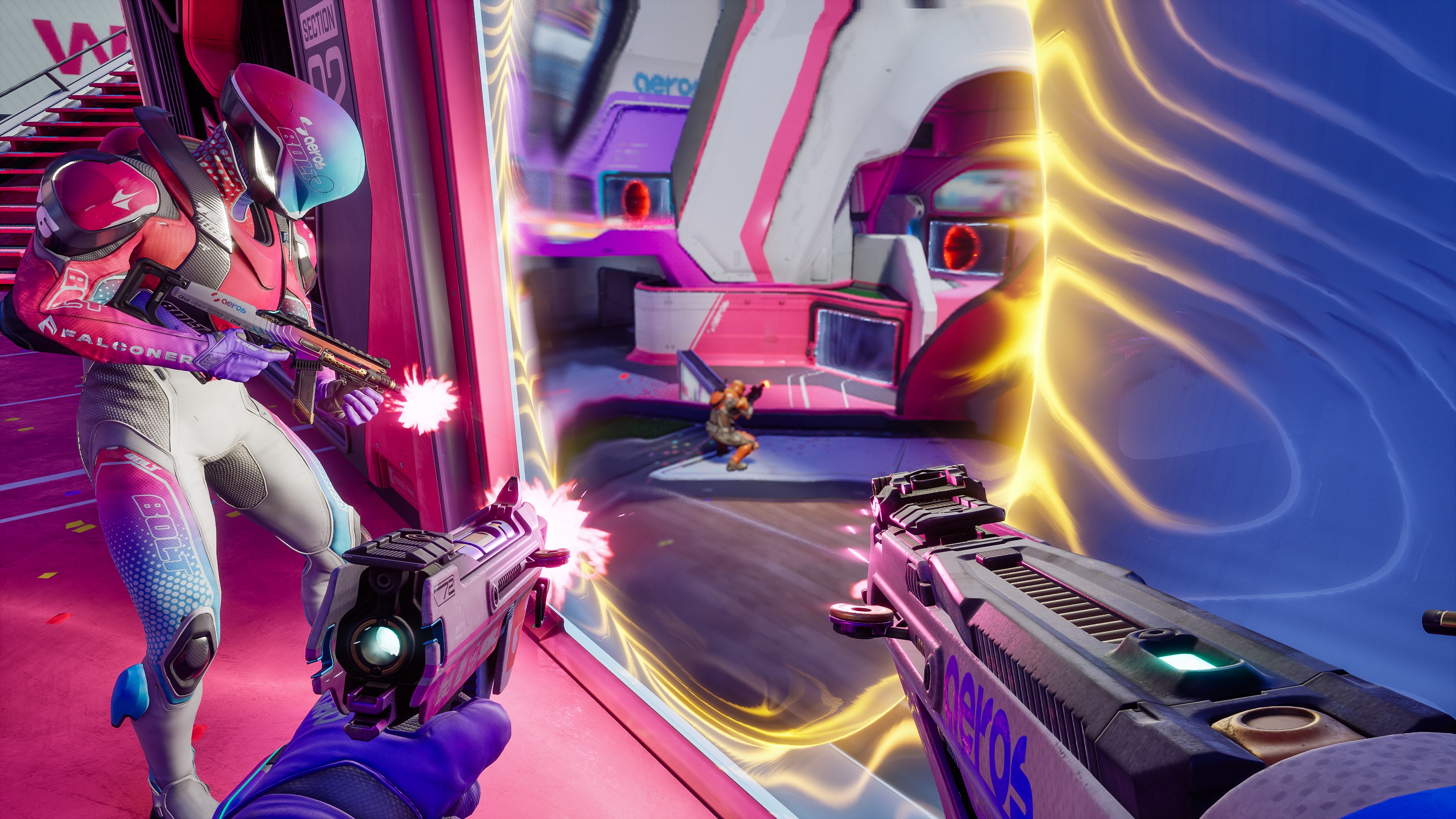 Mirando a través de un portal en Splitgate 2.