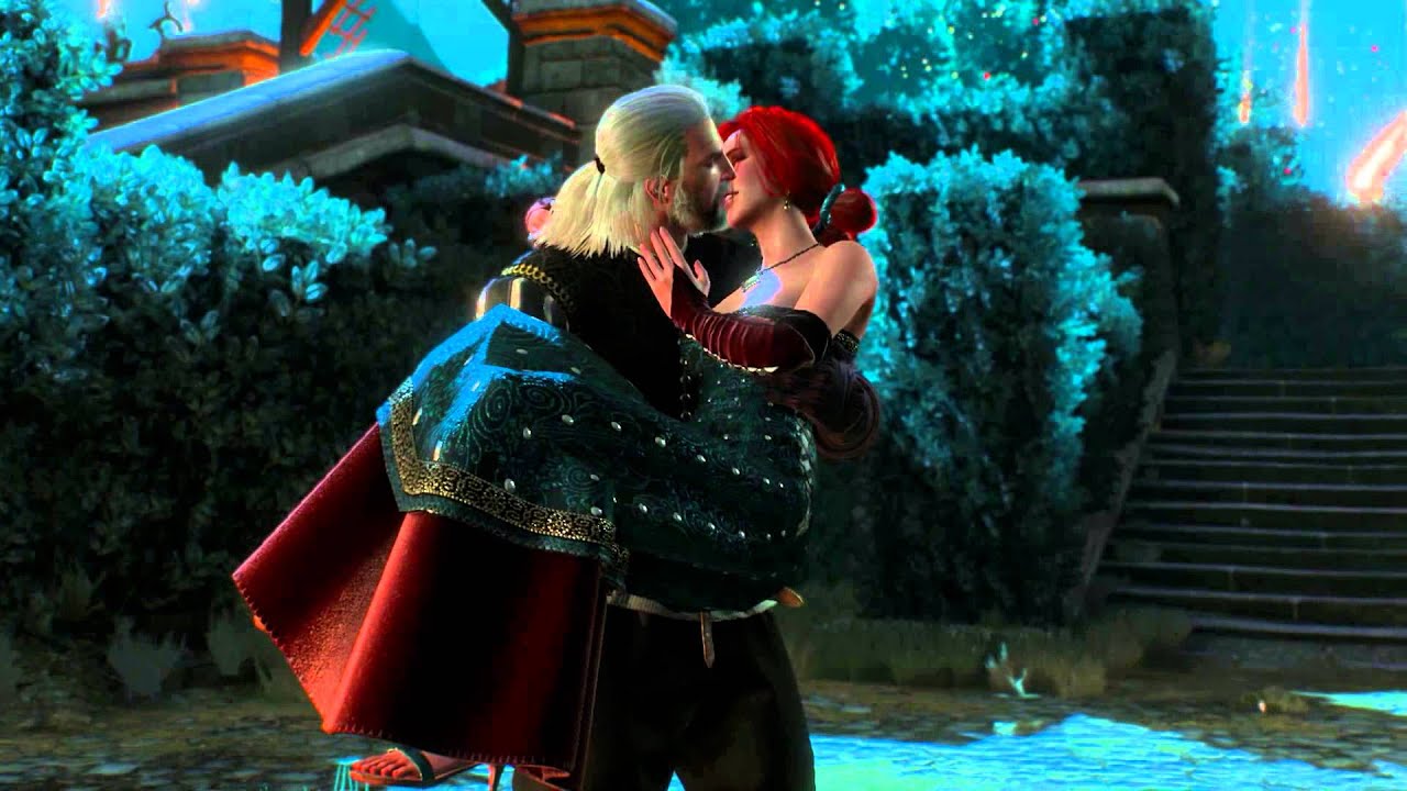 Geralt holding triss in Witcher 3