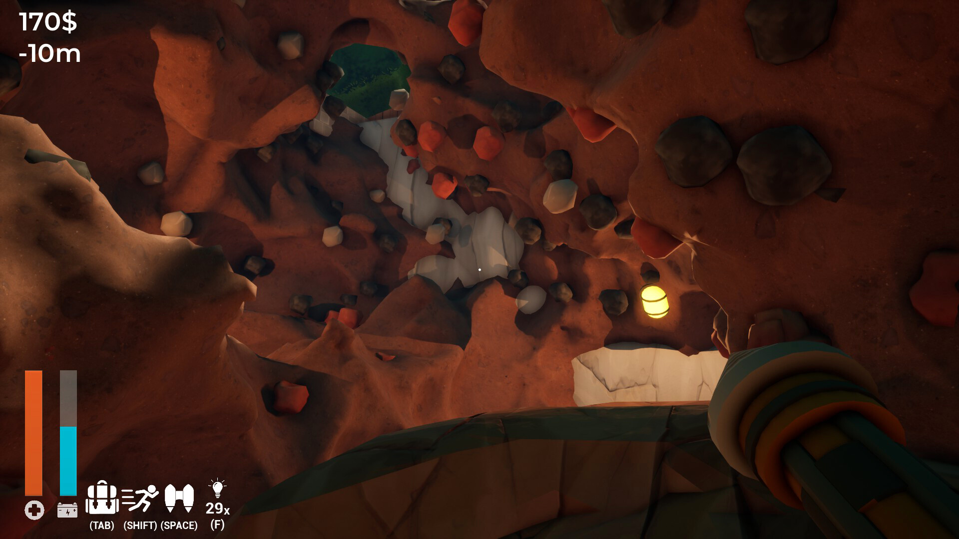 A character looks at rocks in A Game About Digging a Hole.