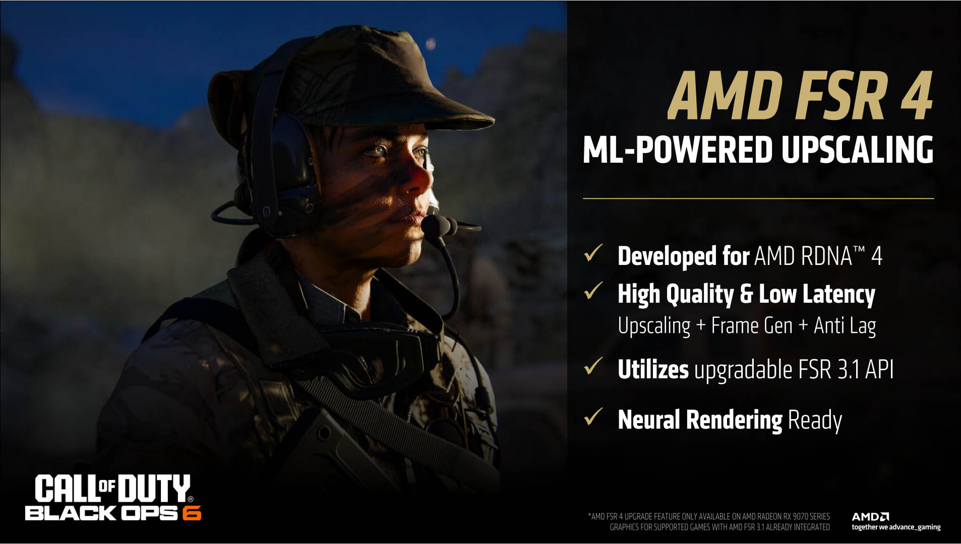 A slide highlighting the key features of AMD's FSR 