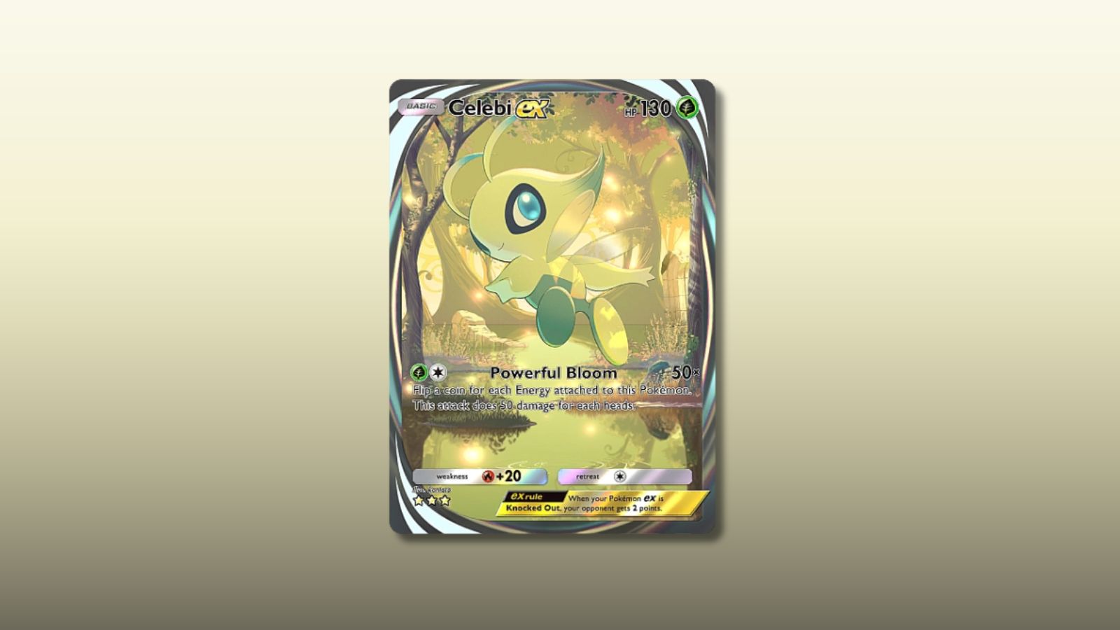 Cartão ex Celebi no Pokémon TCG Pocket.