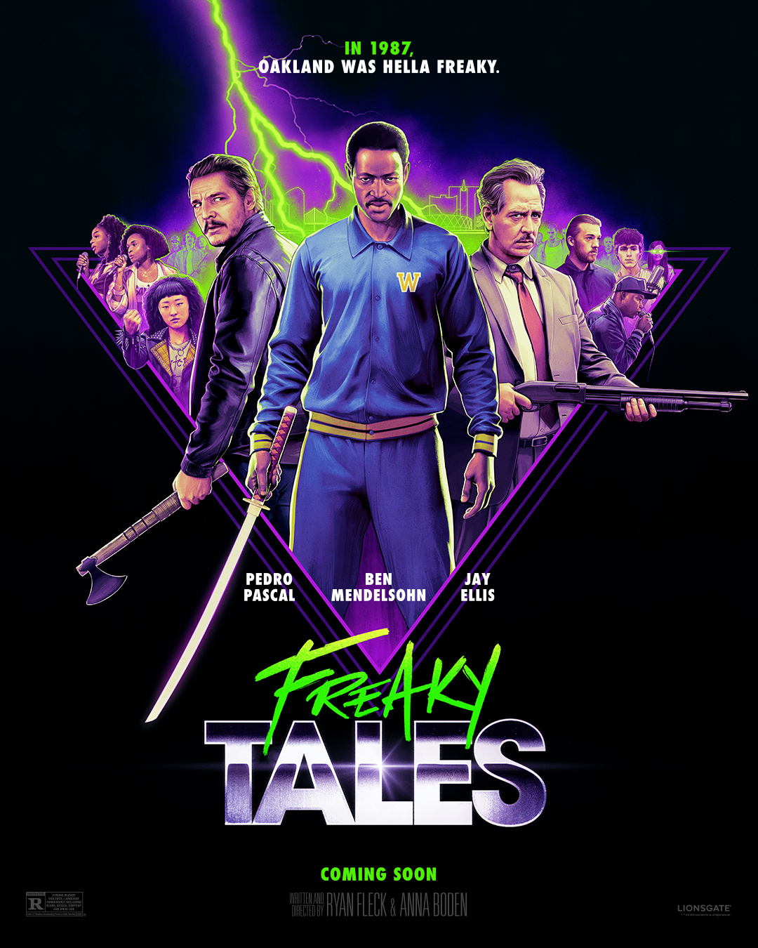 Un grupo de personajes con armas se encuentran en el cartel de Freaky Tales.