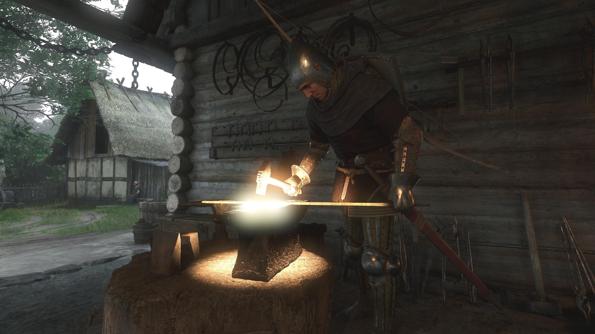 Crafting a new sword using the forge.