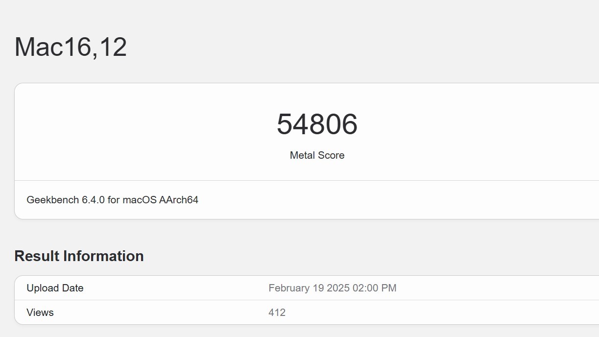 Der M4 MacBook Air vom 19. Februar Geekbench 6 Benchmark.