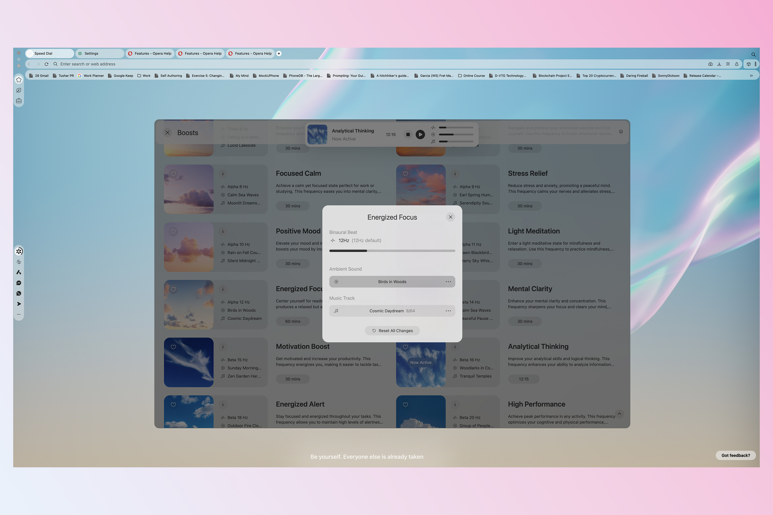 Opera Air web browser relaxation music soundscapes.