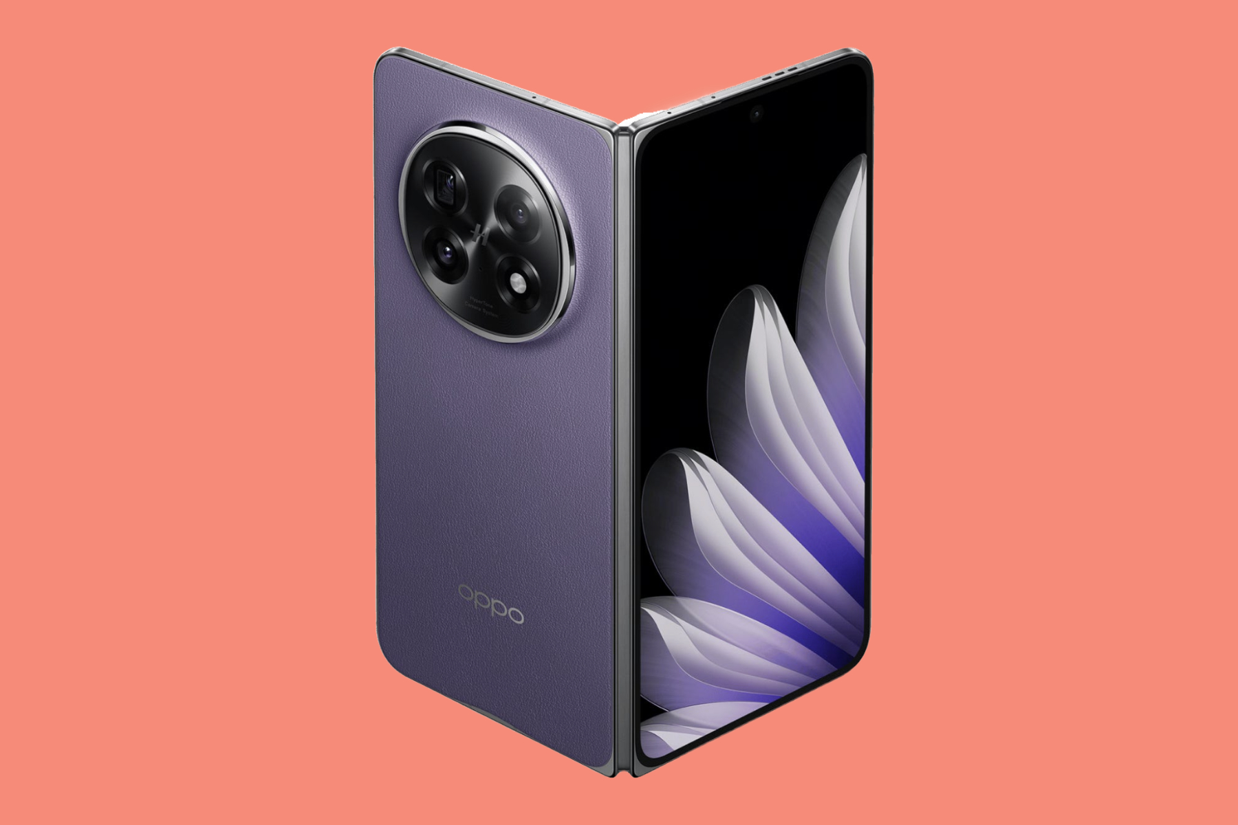 Renderização vazada do Oppo Find N5 em roxo.