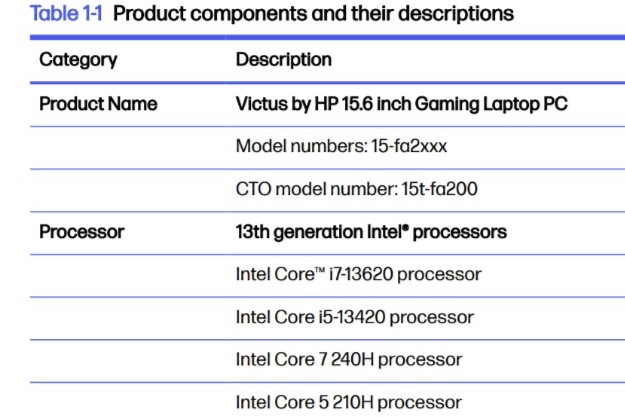 Victus 15 laptop specifications showing the GeForce RTX 5050 and GeForce RTX 5060 GPU options.