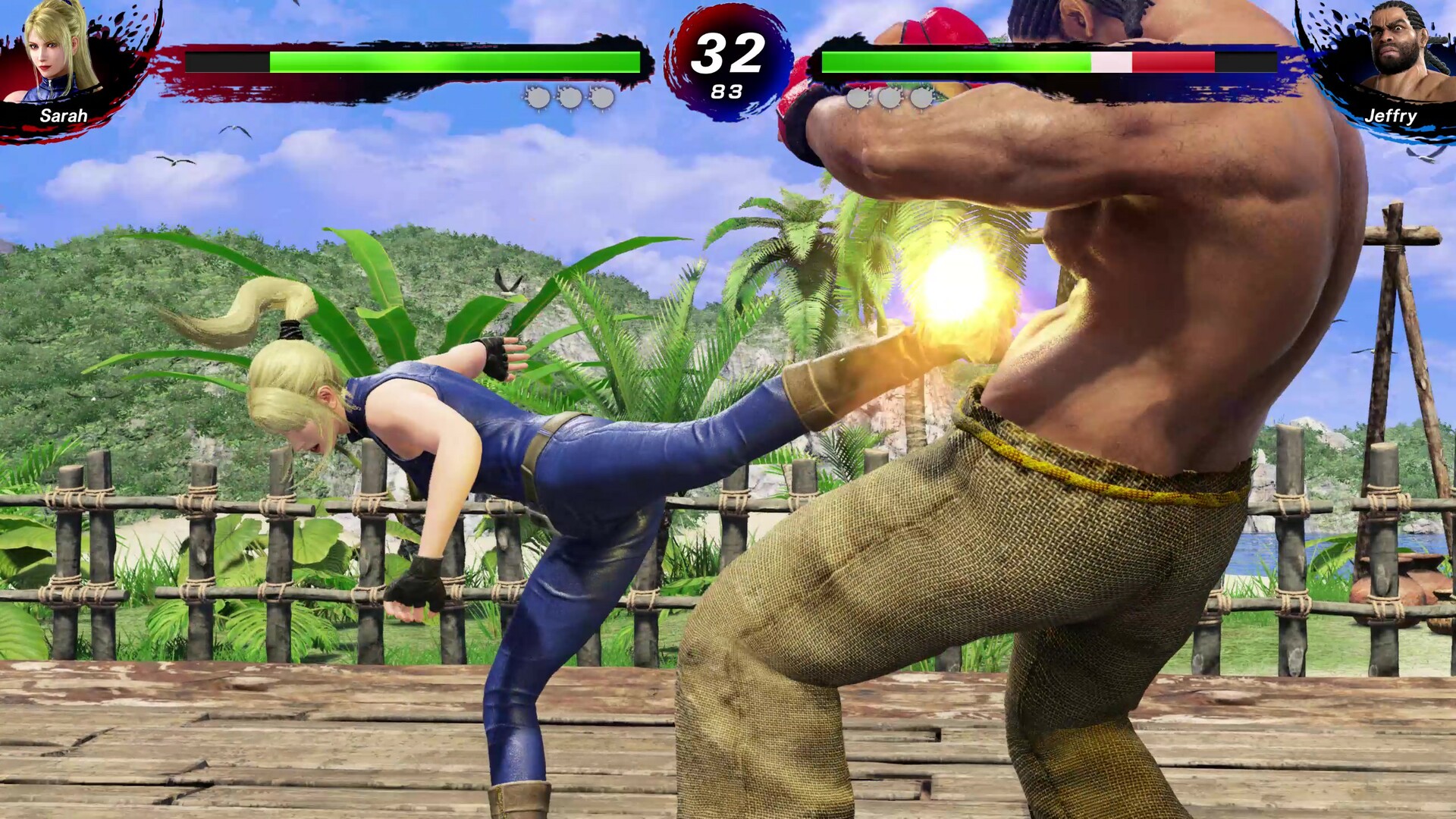 Sarah kicks Jeffry in Virtua Fighter 5: R.E.V.O.