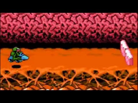 Le niveau du tunnel turbo dans Battletoads.