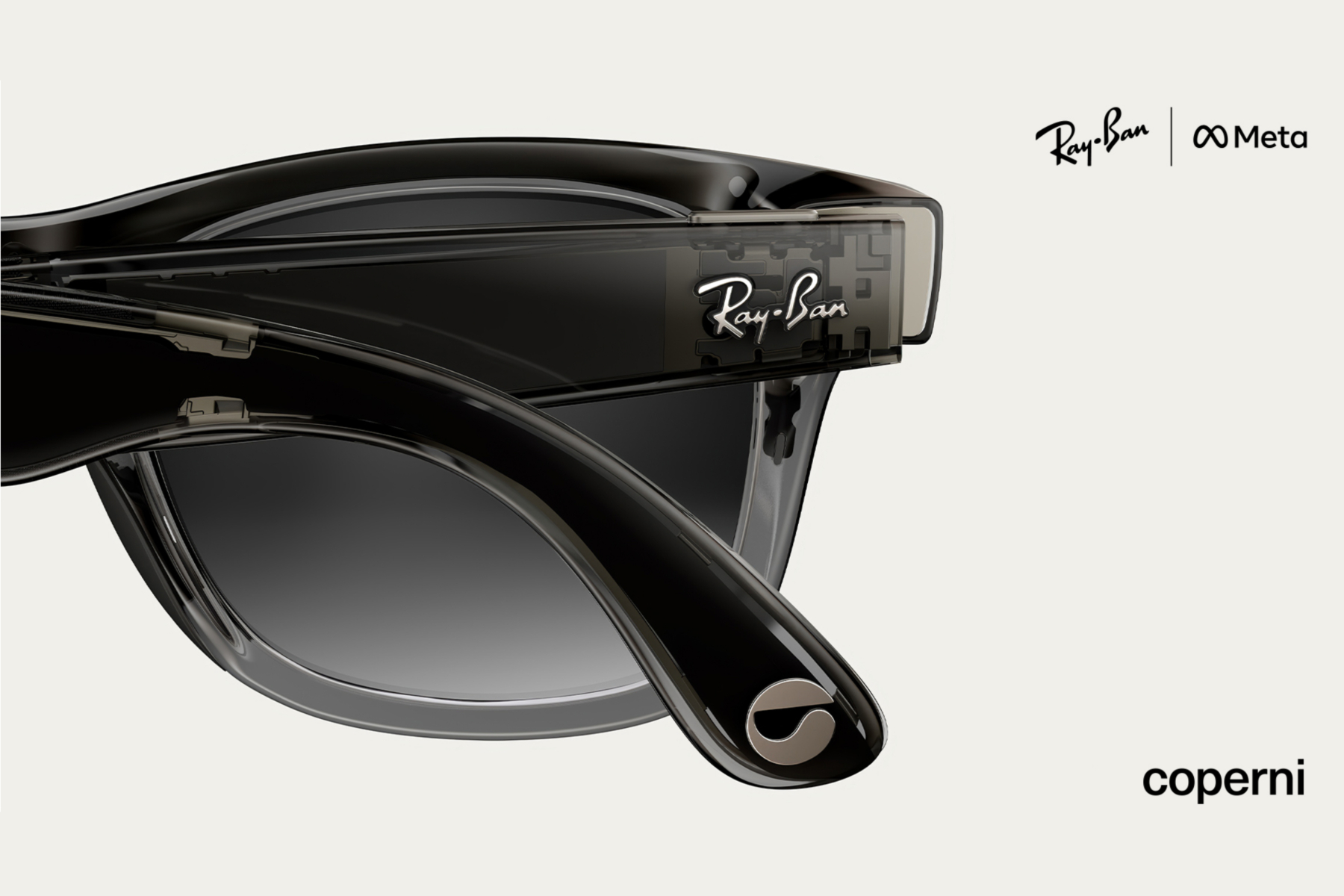 Makroansicht der Ray-Ban Meta x Coperni Limited Edition-Brille.