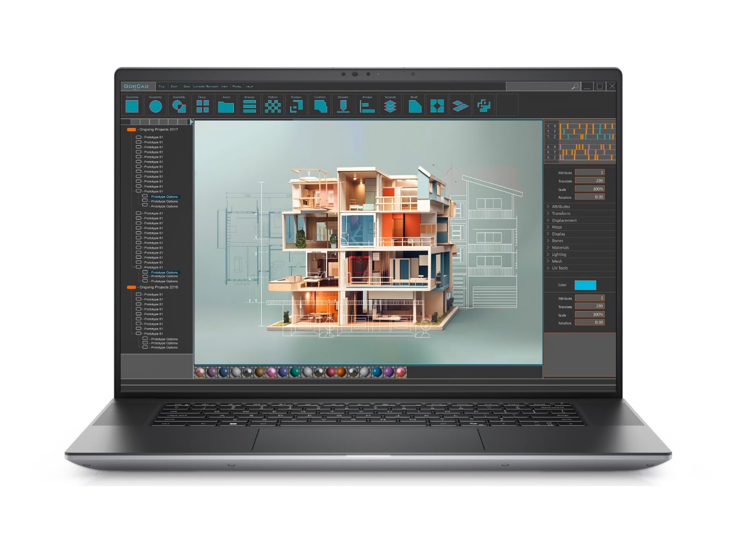 A design app being used on a Dell Precision 5690 Workstation laptop.