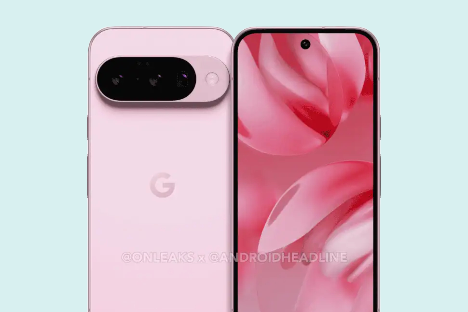 Renderização vazada do Google Pixel 10 frontal e traseira.