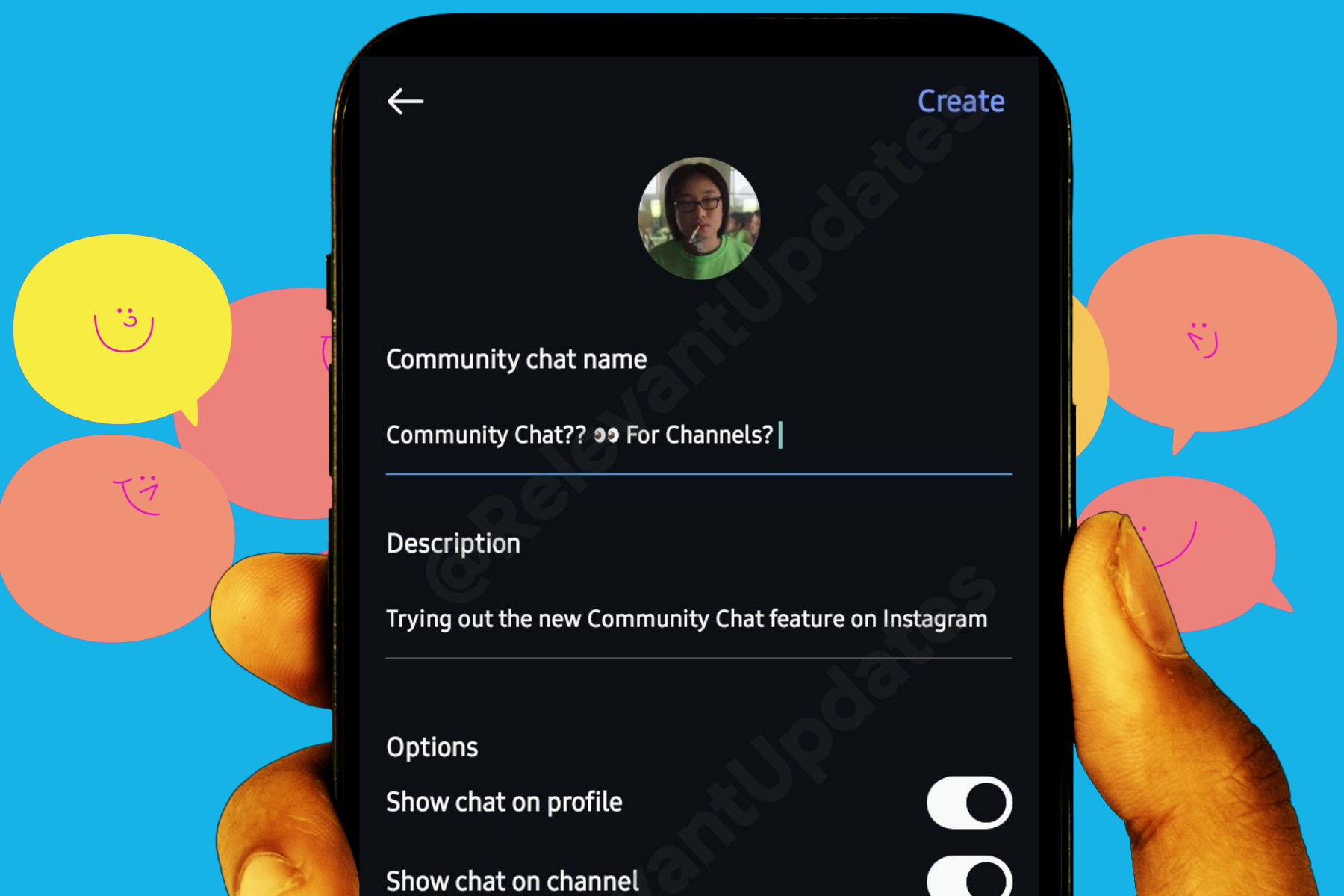 Details of Instagram Community chat feature.