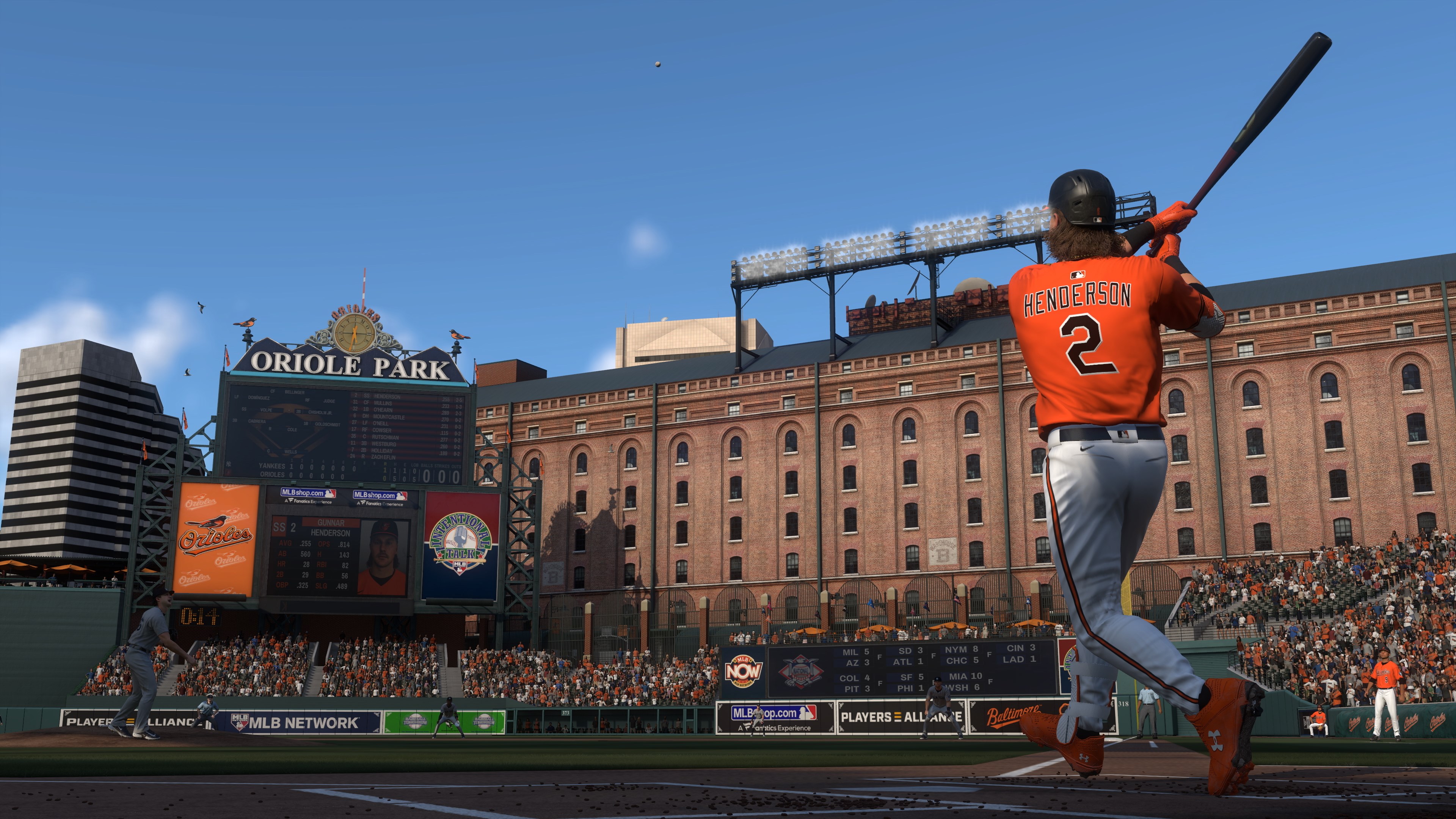 Um batedor fazendo um home run no MLB The Show 25.