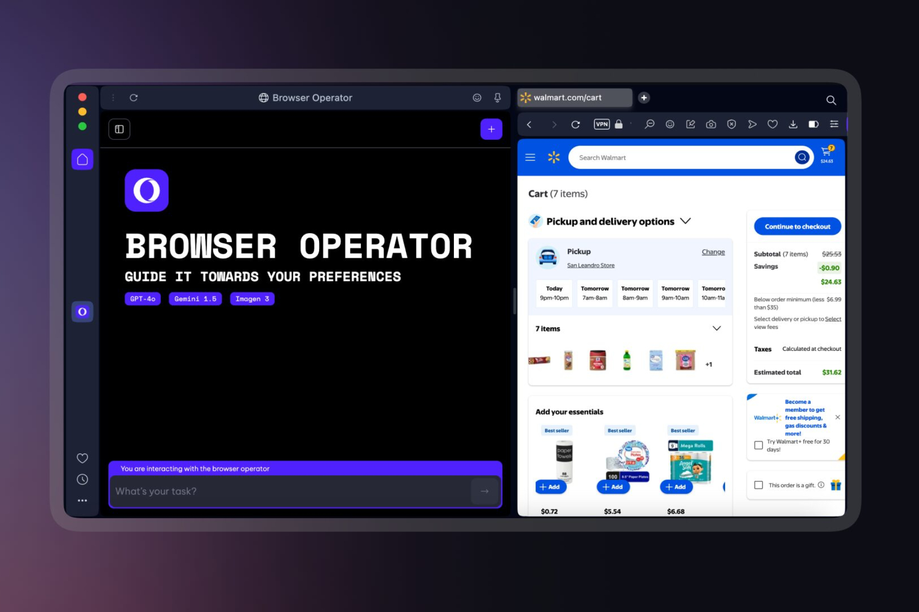 Opera browser Operator tool