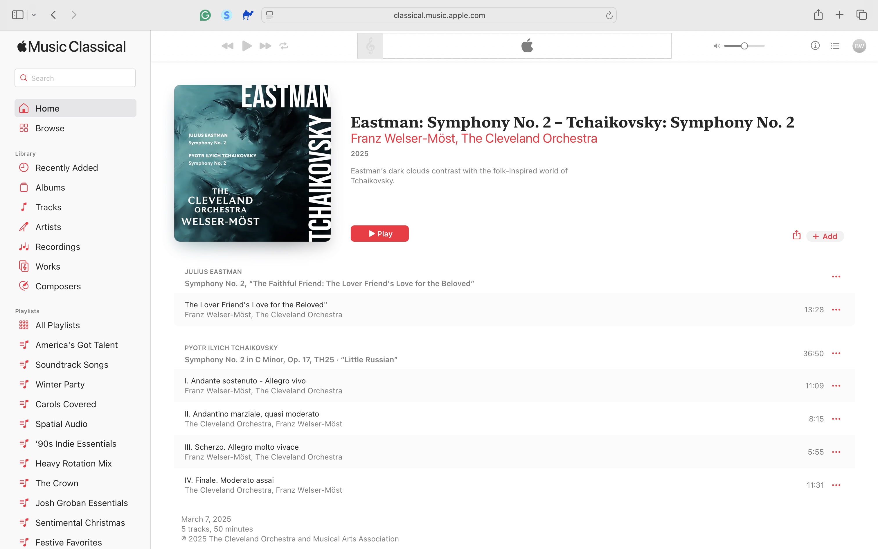 Apple Music Classical im Web.