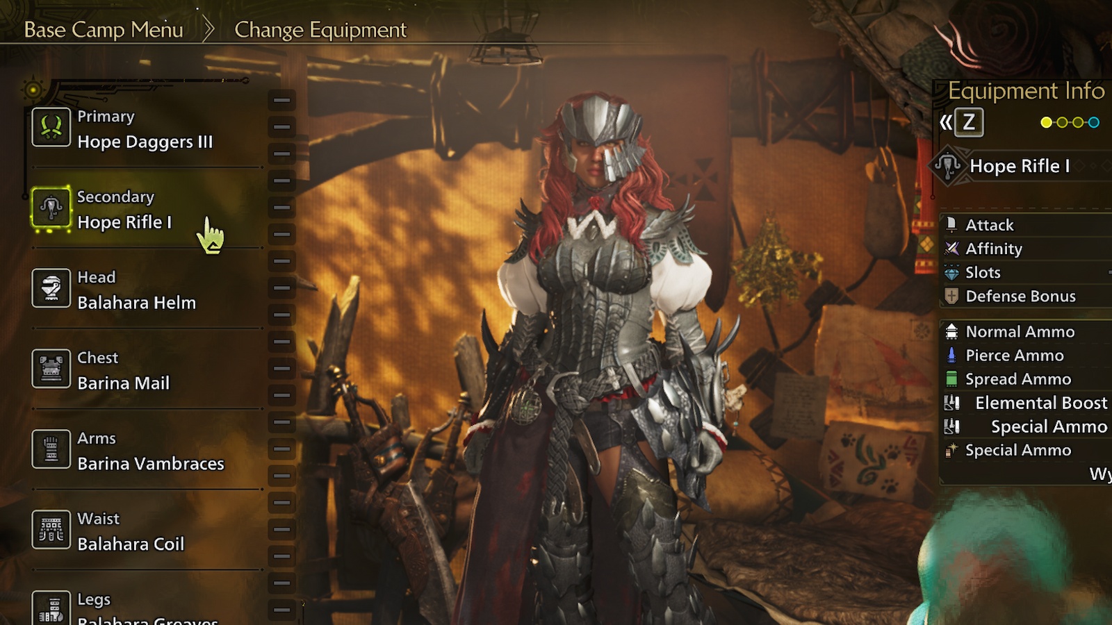 Equipment menu in Monster Hunter Wilds.