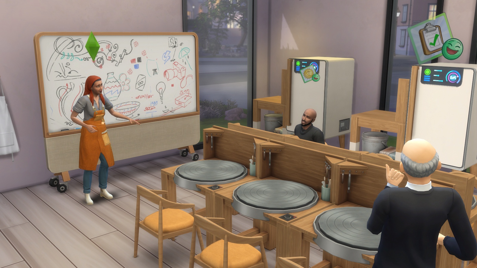 Organizando uma aula sobre The Sims 4 Negócios e Hobbies.