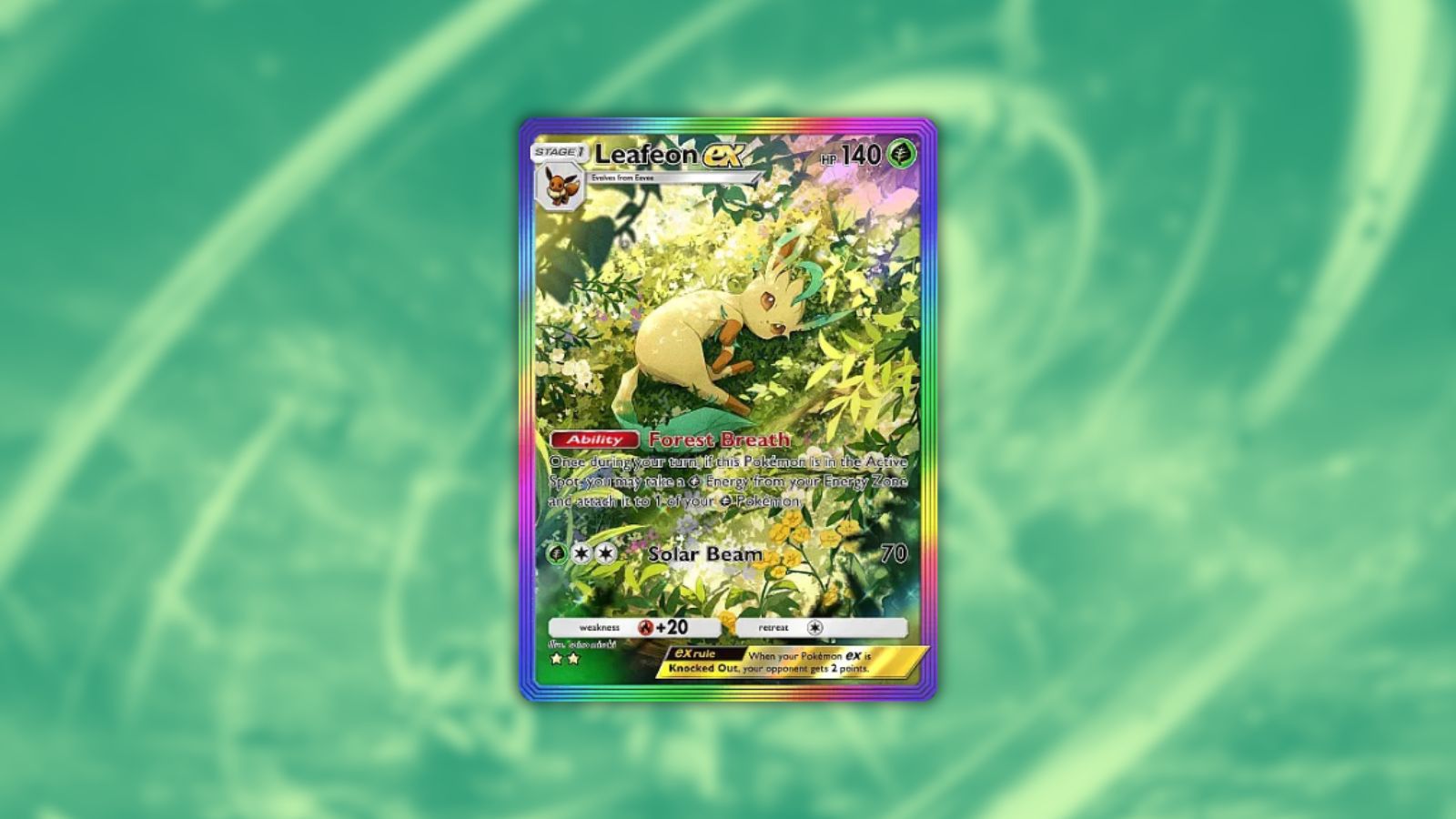 Cartão Leafeon ex no Pokémon TCG Pocket.